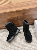 CD Ankle Boots Black Fleece And Windbreaker Fabric