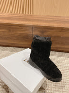 CD Ankle Boots Black Fleece And Windbreaker Fabric