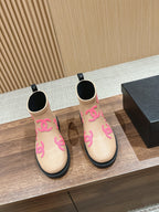 CC RAIN BOOTS BEIGE CREAM TPU WITH PINK LOGO