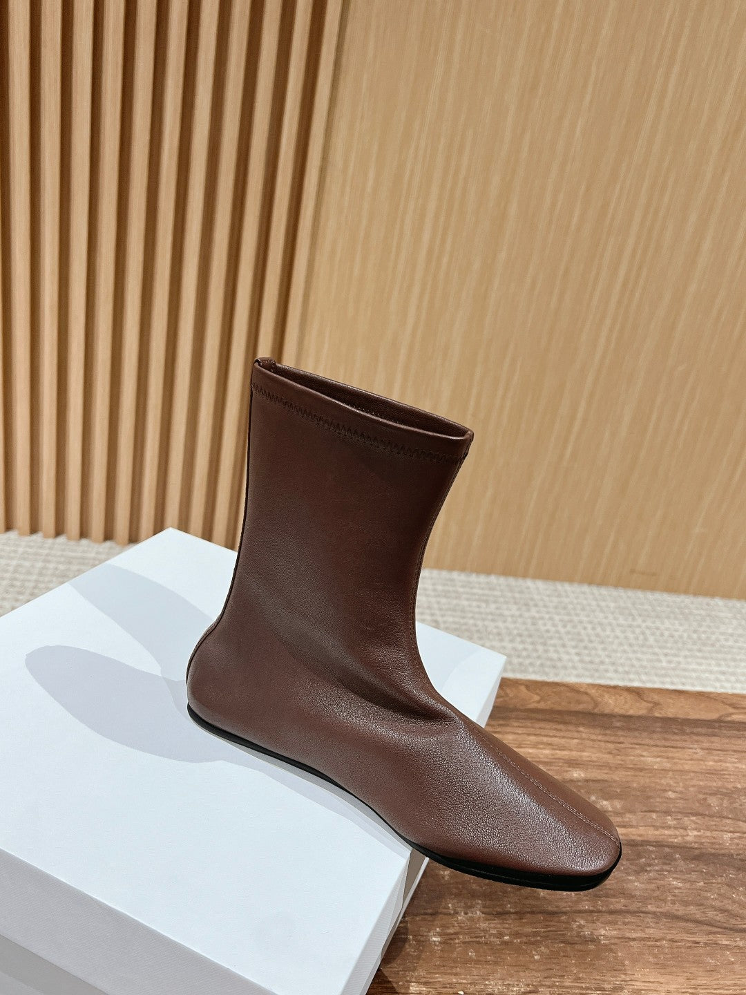 The Row Mid Sock Boots Brown Sheepskin 427972