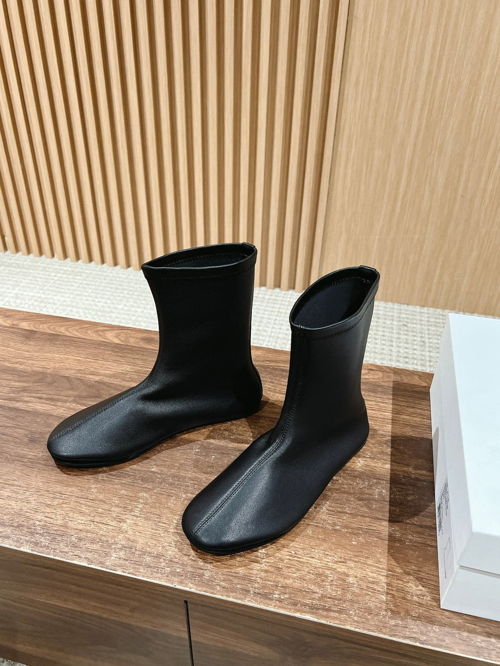 The Row Mid Sock Boots Black Sheepskin 427974
