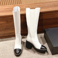 CC 25 Chelsea High Boots With Chain 85mm Black White Calfskin 428215
