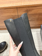 CC 25 Chelsea High Boots With Chain 85mm Black Calfskin 428221