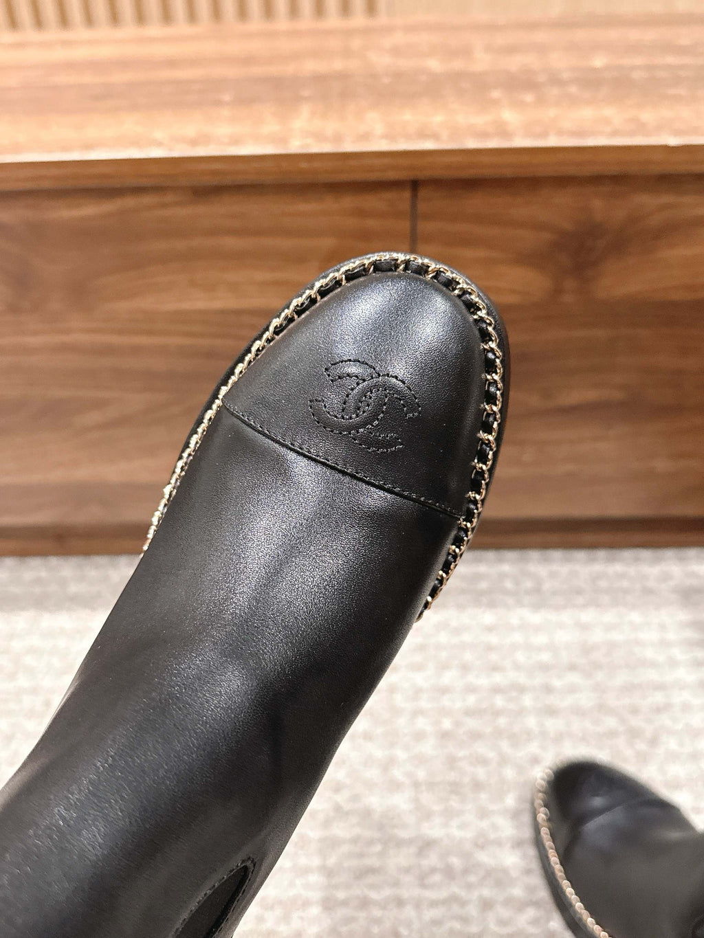 CC 25 Chelsea High Boots With Chain 85mm Black Calfskin 428221