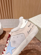 Golden Goose 2025 Wool-Lined Dirty Sneaker Beige Red mix Blue Suede 444267