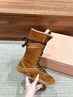 Miumiu 25 Boot Brown Suede Calfskin 553693