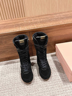 Miumiu 25 Boot Black Suede Calfskin 553694