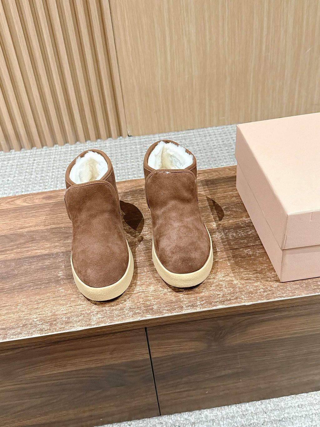 Miumiu 25 Slip-on Boot Brown Mix White Suede Wool 553705