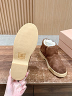 Miumiu 25 Slip-on Boot Brown Mix White Suede Wool 553705