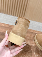 Miumiu 25 Slip-on Boot Light Brown Mix White Suede Wool 553706