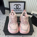 CC Platform Sneakers Pink Mesh Rubber 611800