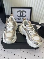 CC Platform Sneakers Gold White Mesh Rubber 611803