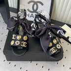 CC 26s Sandals 55 Black Sheepskin Mixed Gold Charm 650082