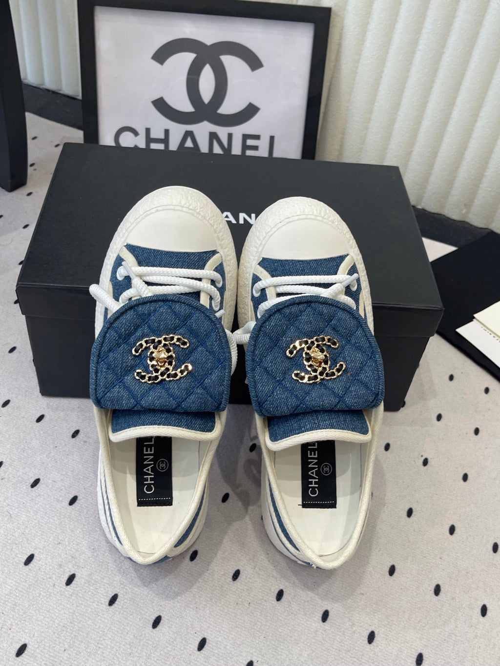 CC 2026s Sneakers Blue White Denim Leather 720090