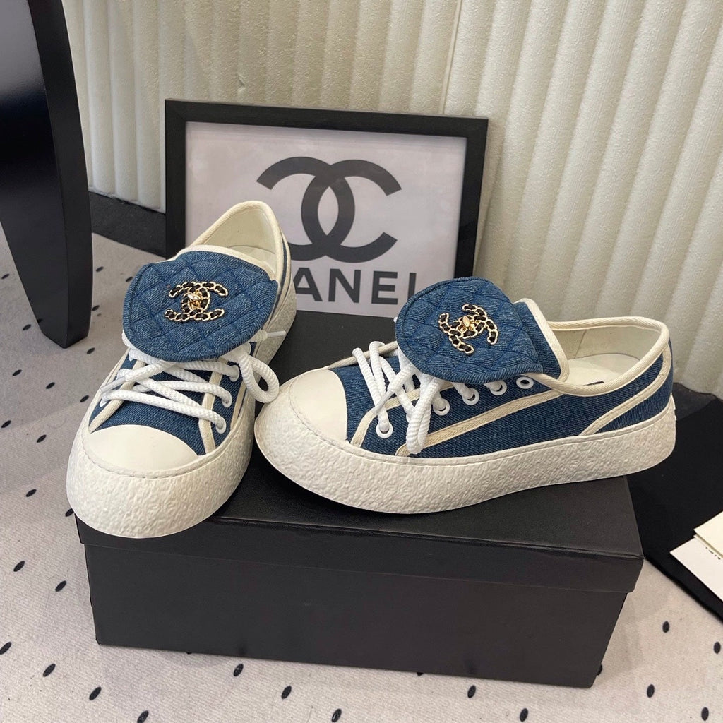 CC 2026s Sneakers Blue White Denim Leather 720090