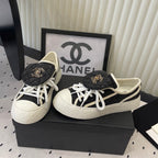 CC 2026s Sneakers Black White Denim Leather 720091