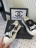 CC 2026s Sneakers Black White Denim Leather 720091