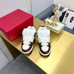 One Stud Sneaker Garavani Burgundy Calfskin White Fabric