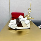 One Stud Sneaker Garavani Calfskin Fabric Brown White