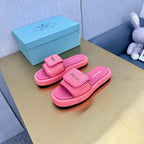 PRA CROCHET SLIDES SLIPPERS HOT PINK RAFFIA