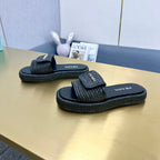PRA CROCHET SLIDES SLIPPERS BLACK RAFFIA