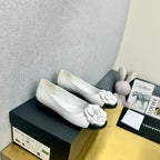 CC Loafers White Leather Mix Floral Pattern 297797