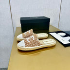 espadrilles mule brown wool white sequin
