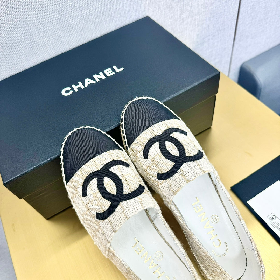 espadrilles beige cream wool black grosgrain