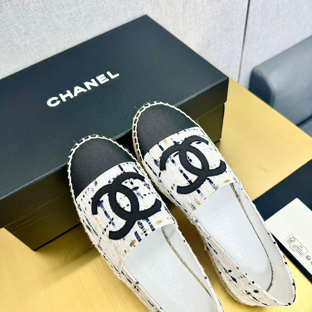 espadrilles white black canvas