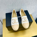 espadrilles white tweed light beige calfskin