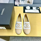 espadrilles white tweed light beige calfskin