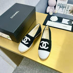 espadrilles black fabric white calfskin