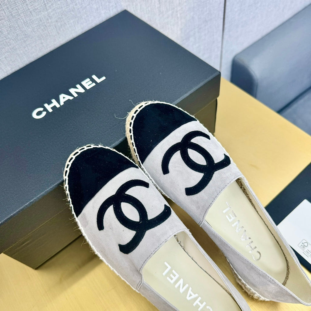 espadrilles grey and black suede