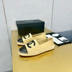 espadrilles beige black quilted calfskin