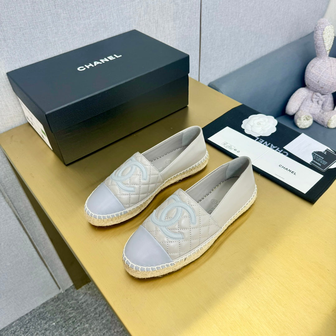 espadrilles smoke and silver gray calfskin