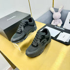 cc womens sneaker in black wool tweed and suede calfskin 137612