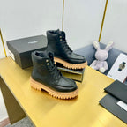 LACE-UP ANKLE BOOTS IN BLACK CALFSKIN