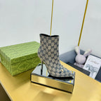 GG HORSEBIT ANKLE BOOT IN PALE GRAY MONOGRAM CANVAS