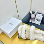 CD Dway Slide In White Mix Beige Wool Fleece Lining And Canvas Fabric 111083