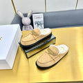 CD Boy Mule In Beige   Suede With Wool Fleece Lining 111830