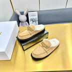 CD Boy Mule In Beige   Suede With Wool Fleece Lining 111830