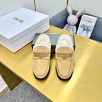 CD Boy Mule In Beige   Suede With Wool Fleece Lining 111830
