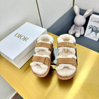 Dioract Sandal In Brown Suede And Wool Fleece Lining 111048
