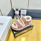 Dioract Sandal In Rose Pink Suede And Wool Fleece Lining 111052
