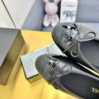 cc ballet flats in black lambskin and black patent calfskin 137426