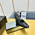 cc slingback pumps 90 in black lambskin and black patent calfskin 137448