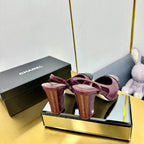 cc slingback pumps 90 in burgundy lambskin and black patent calfskin 137454