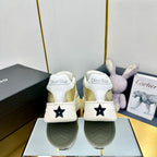 CD Star Platform Sneaker In Gold Mix White Calfskin 111092