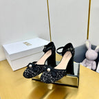 CD Ballet Slingback Pump 50mm In Black Tweed And Lambskin 111018