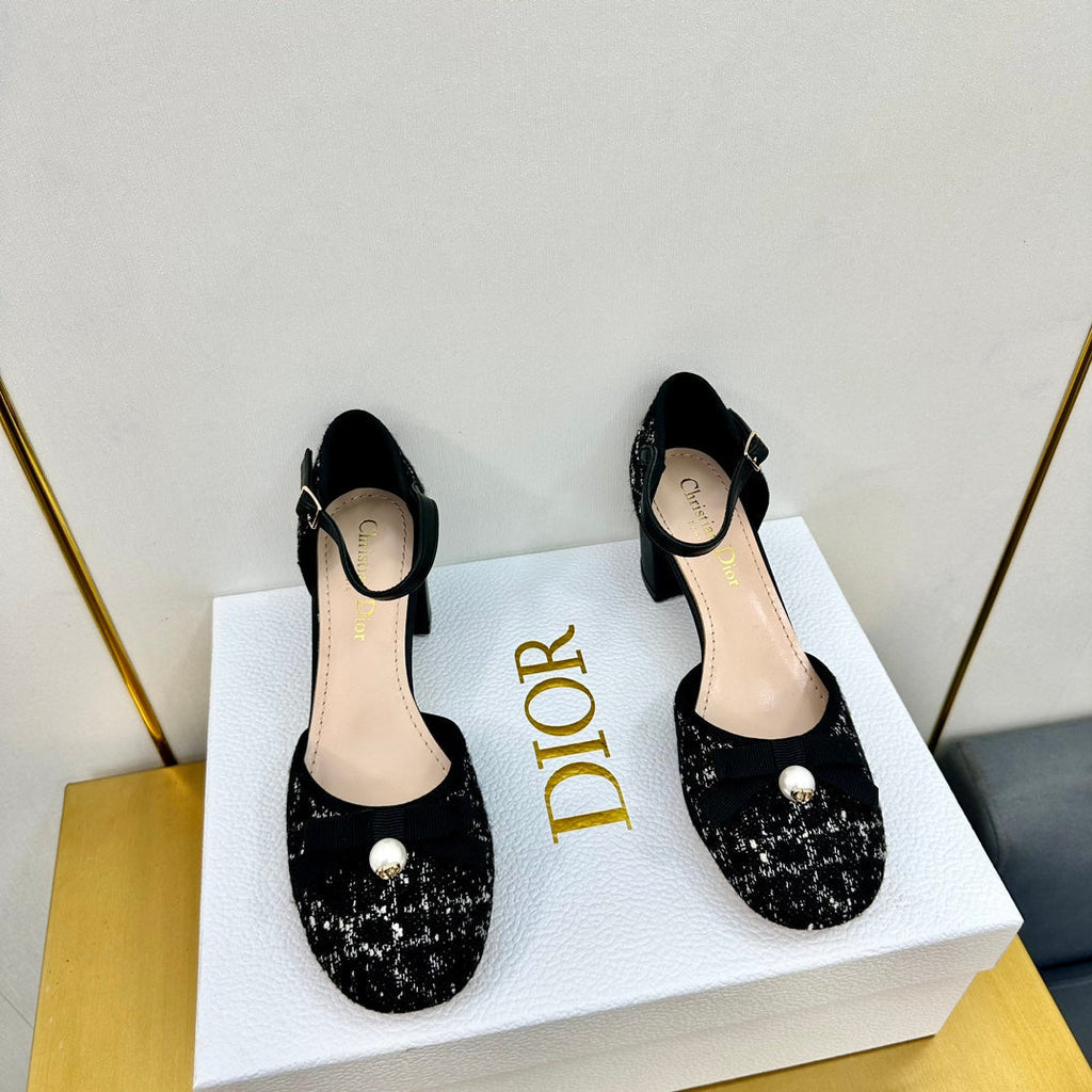 CD Ballet Slingback Pump 50mm In Black Tweed And Lambskin 111018